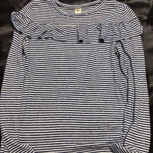 Oshkosh, 12, Girls blue striped ruffle light sweater